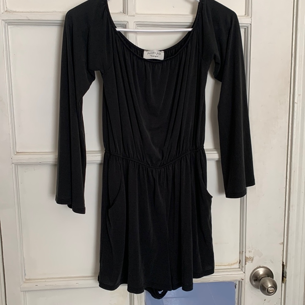 off the shoulder romper blackish grey size s/m worn once stretchy material